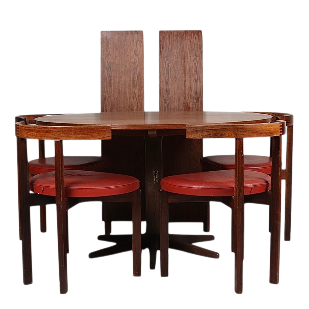 1960s Danish : Ole Gjerløv-Knudsen and Torben Lind rosewood dining set