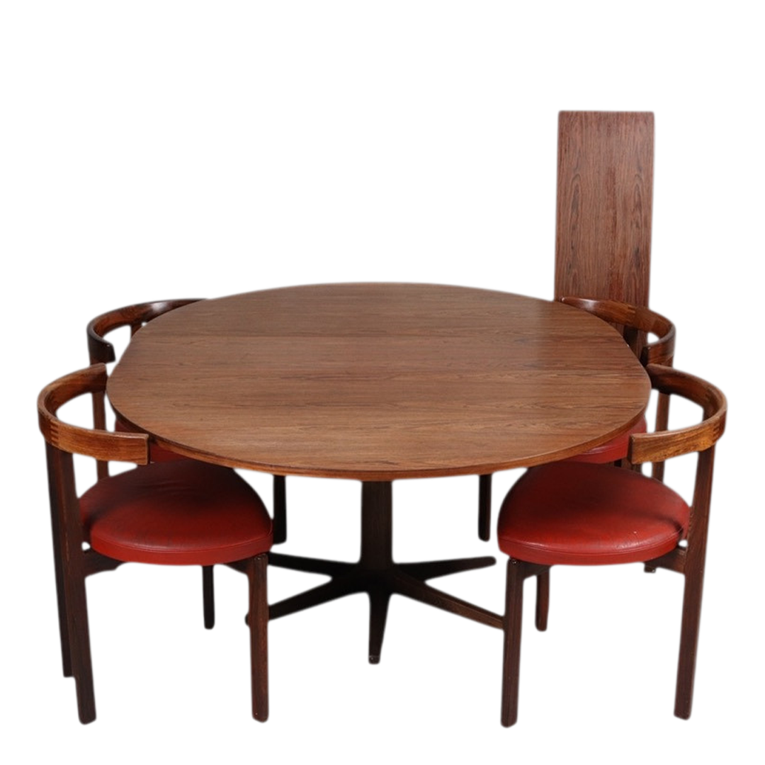 1960s Danish : Ole Gjerløv-Knudsen and Torben Lind rosewood dining set