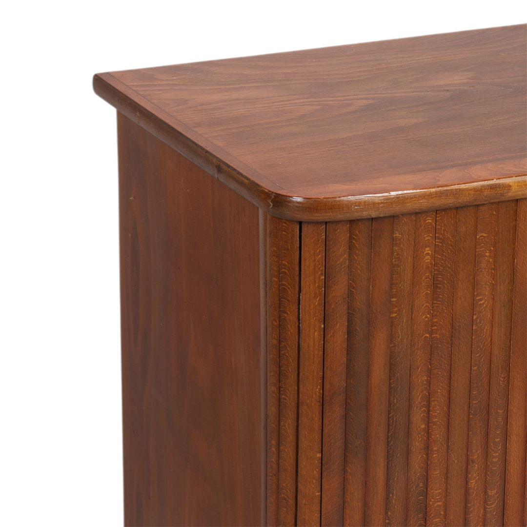 1950s Swedish : small beechwood cabinet with tambour doors