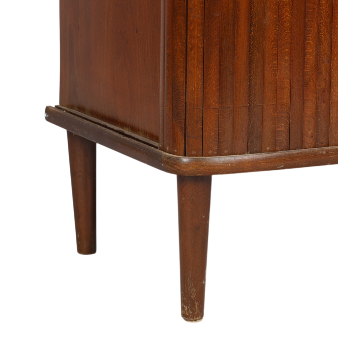 1950s Swedish : small beechwood cabinet with tambour doors