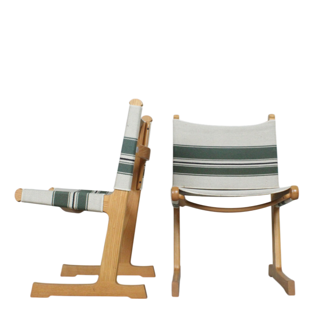 1970s Ditte & Adrian Heath : Cantilevered oak & canvas dining set, CADO