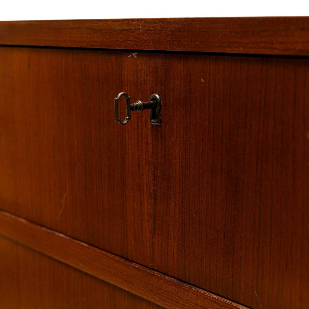 c1940 Swedish : large 39" four-drawer teak & beech chest of drawers