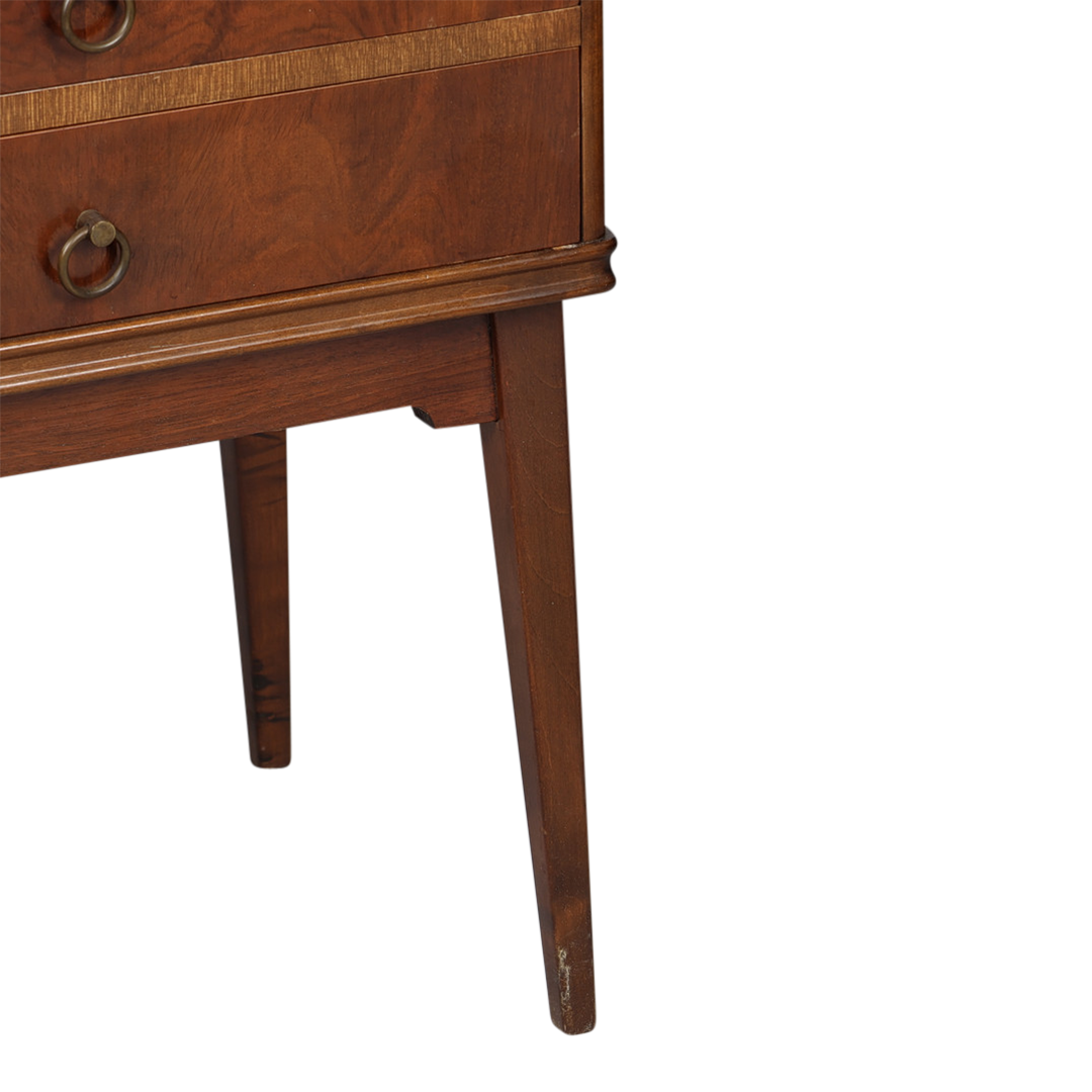 Late 1940s Swedish : pair transitional modern walnut nightstands