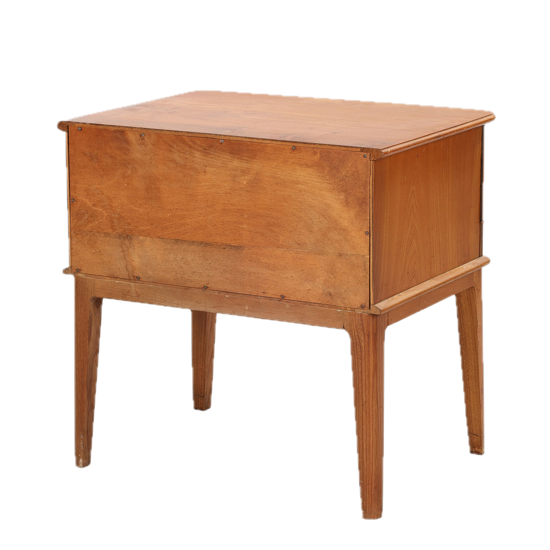 1950s Danish : small bed table in elmwood w/reeded front detail