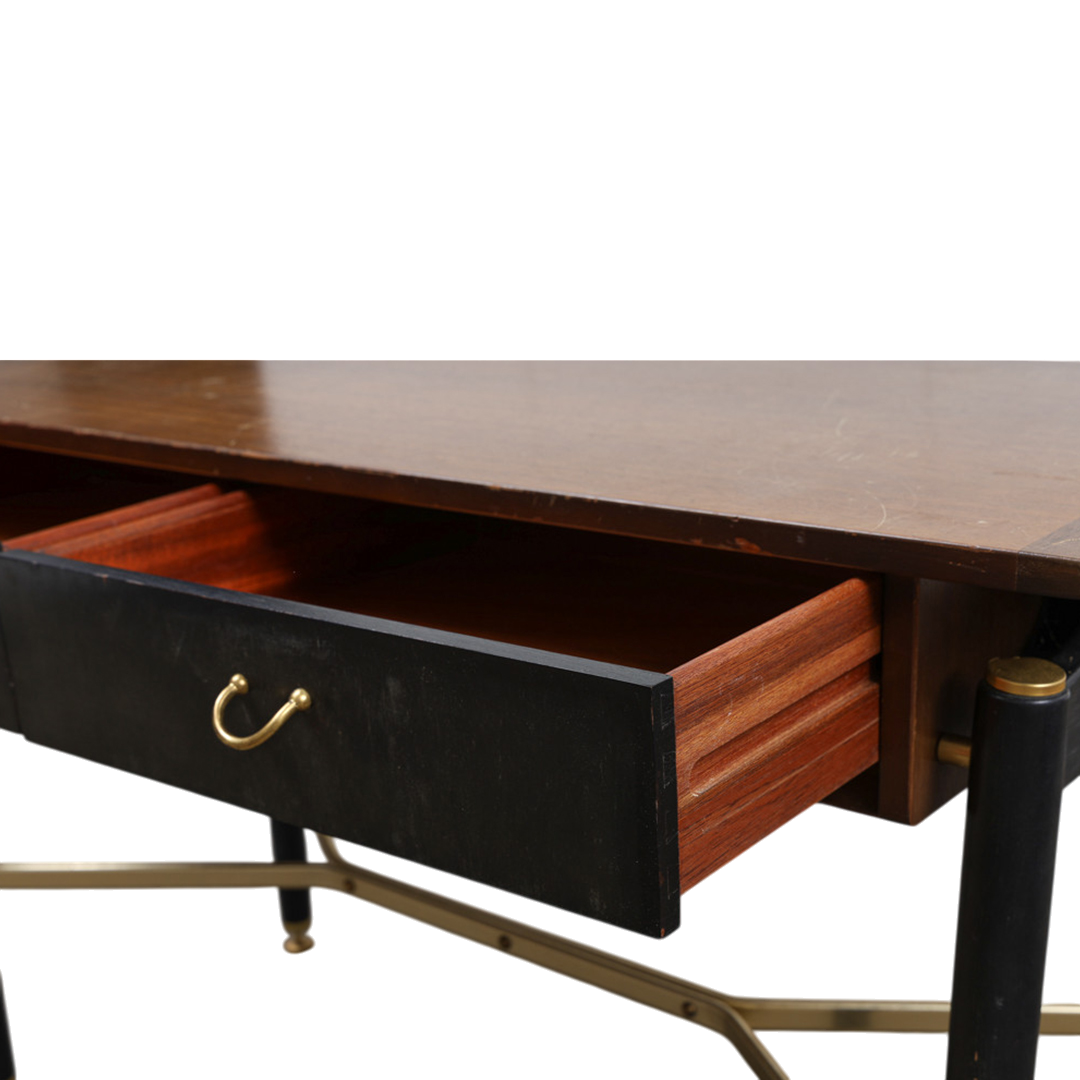 1958 British G-Plan : "Liberanza" desk in mahogany & brass