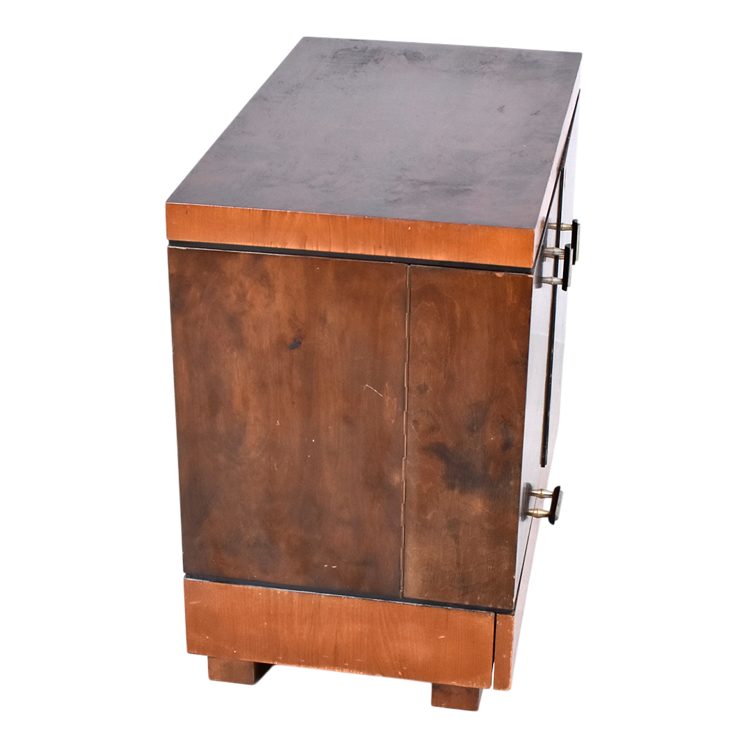 1940 European : Art Deco influenced birch/elm bar cabinet