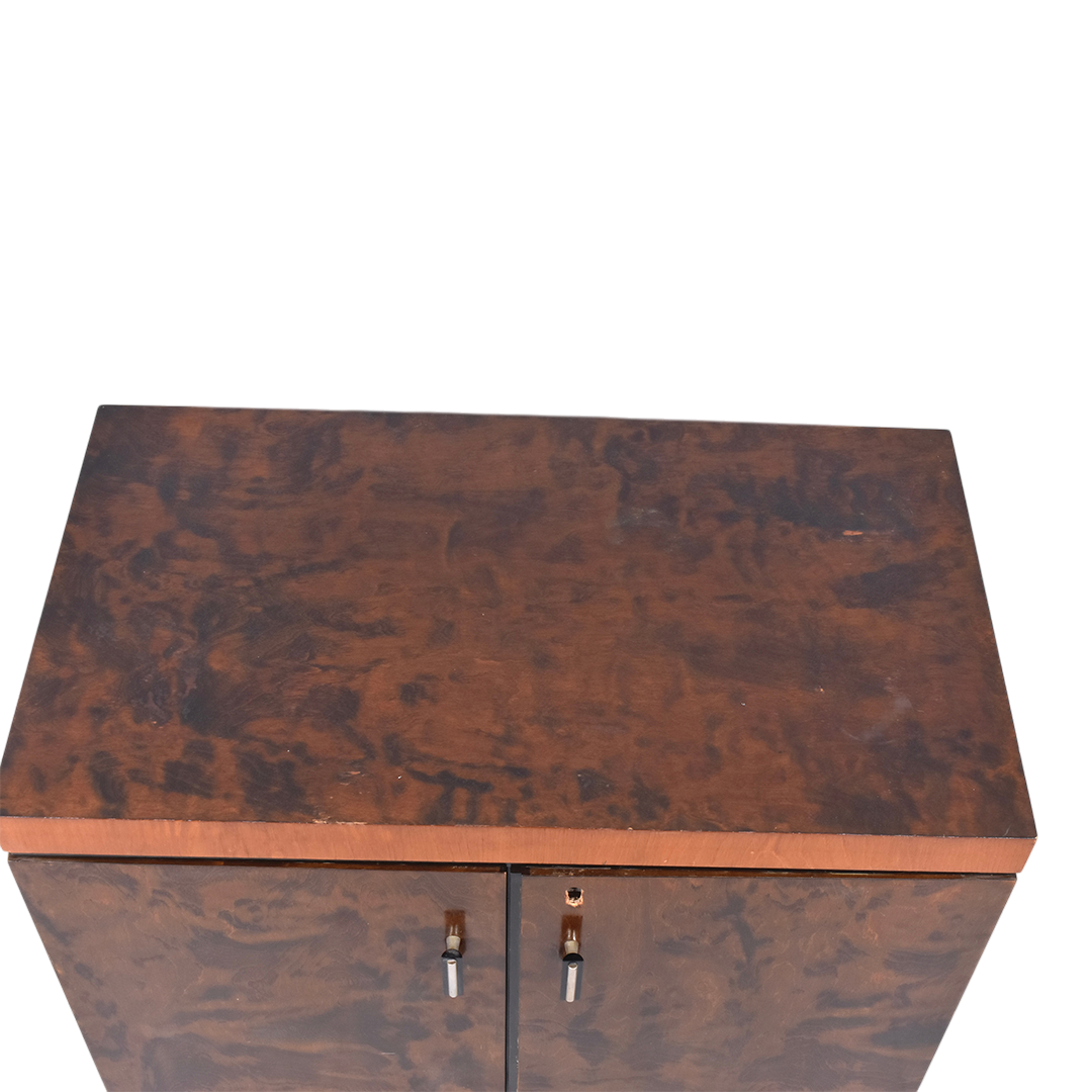 1940 European : Art Deco influenced birch/elm bar cabinet