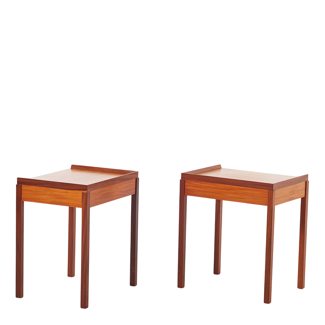 1960s Danish Design : pair teakwood side tables with underlying stool