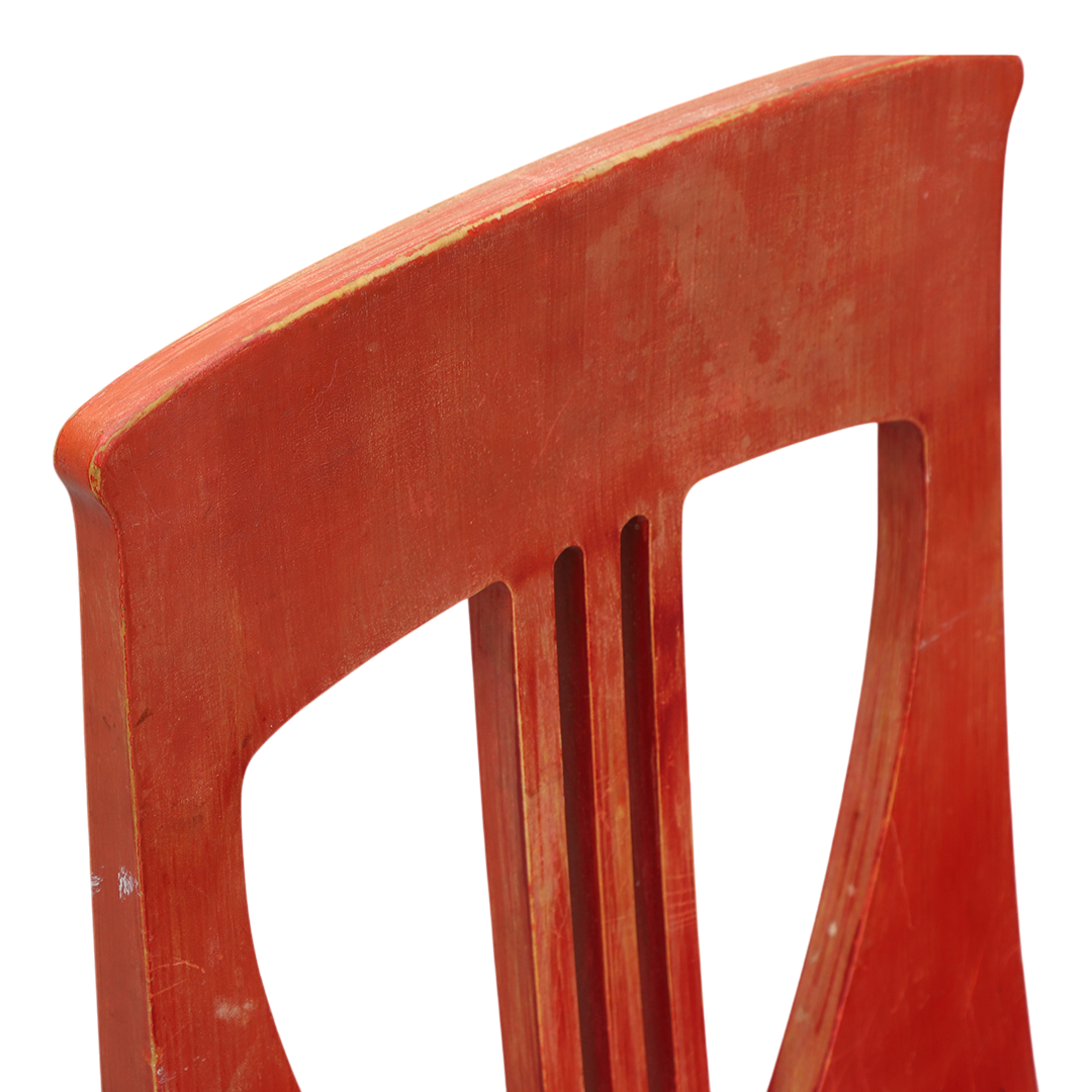 c1915 Swedish Grace : set of four red painted Art Nouveau side chairs