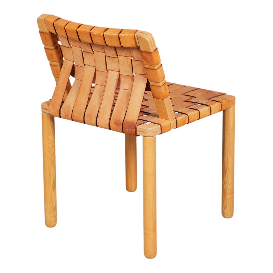 20thc European : Aalto inspired woven leather side chair