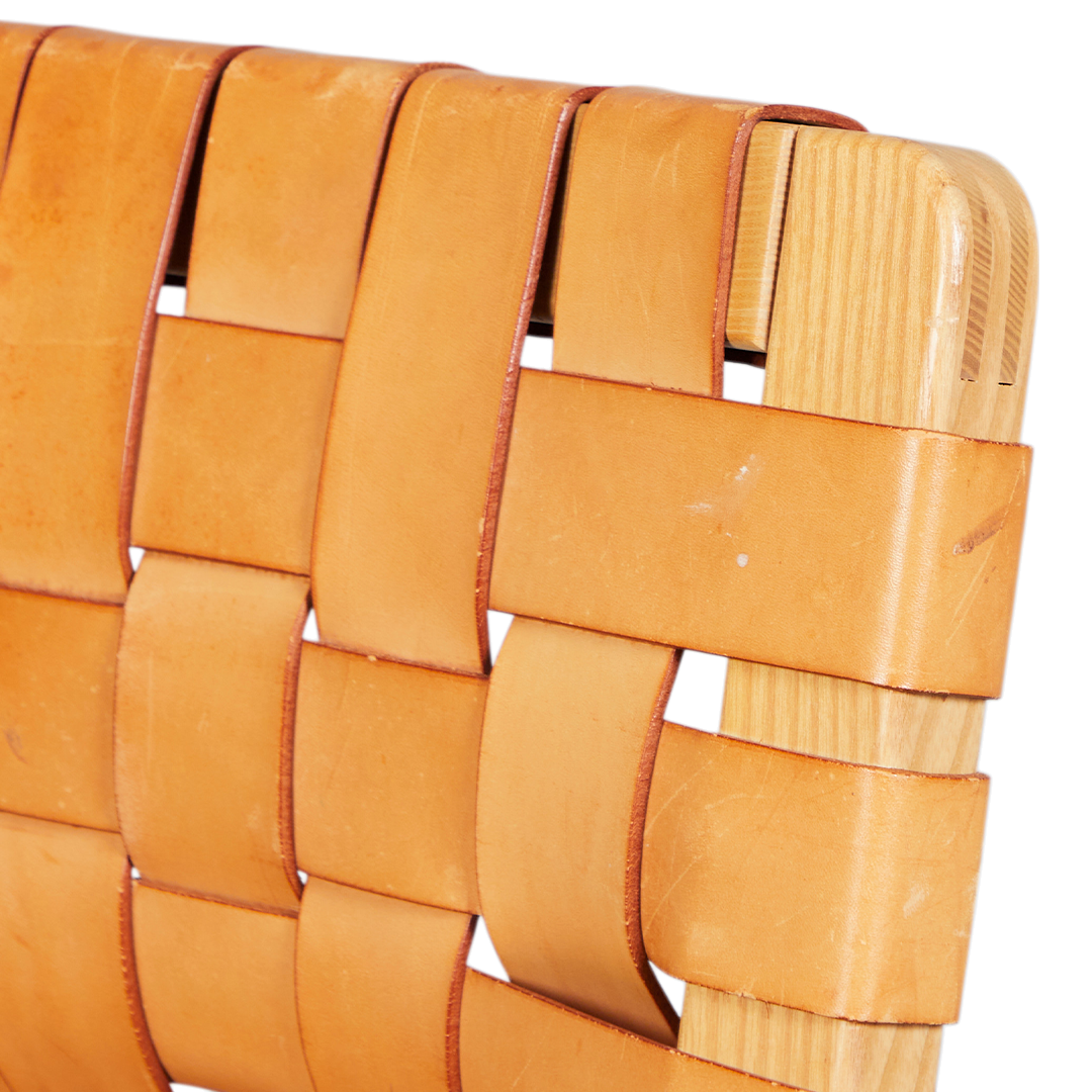 20thc European : Aalto inspired woven leather side chair