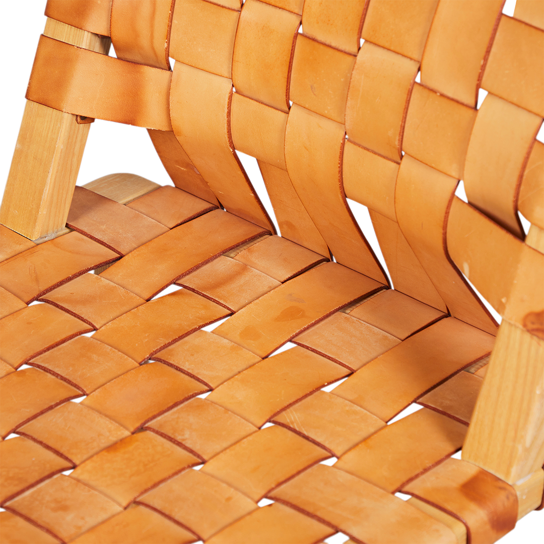 20thc European : Aalto inspired woven leather side chair
