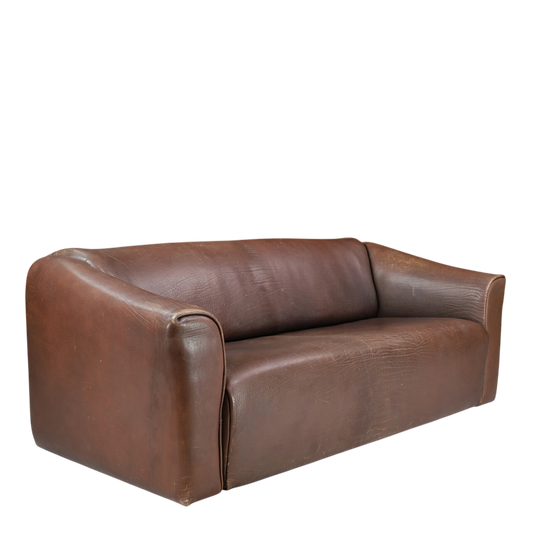1976 De Sede : Model DS-47 sofa in thick neck brown leather