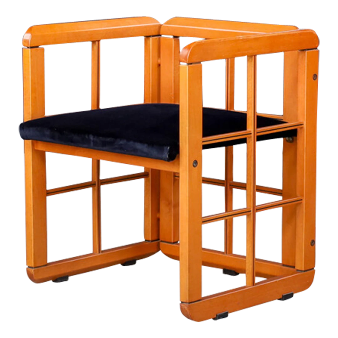 Set 1980s Franco Poldaretti : six Caccia Alla Volpe armchairs, Italy