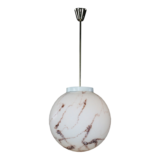 1980s Czech Republic : marbled opaline glass globe pendant