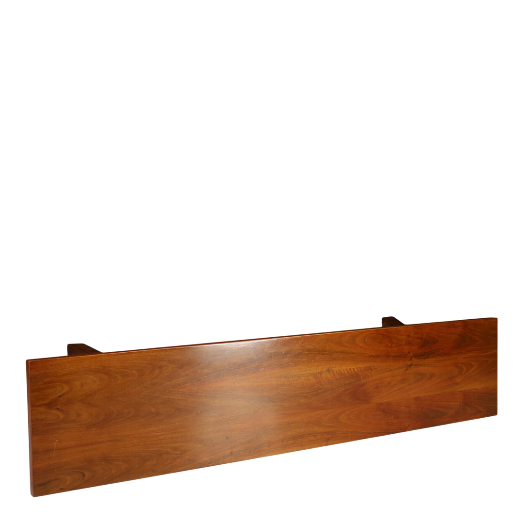 1960s Giovanni Michelucci : solid walnut 73" "Torbecchia" bench for Poltranova