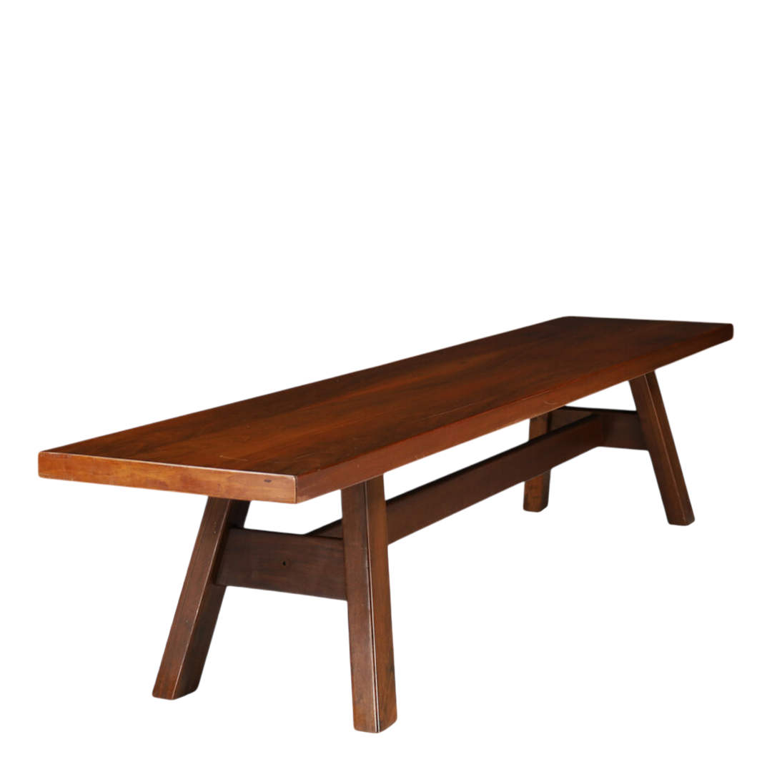 1960s Giovanni Michelucci : solid walnut 73" "Torbecchia" bench for Poltranova