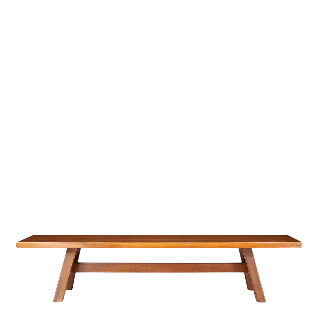 1960s Giovanni Michelucci : solid walnut 73" "Torbecchia" bench for Poltranova