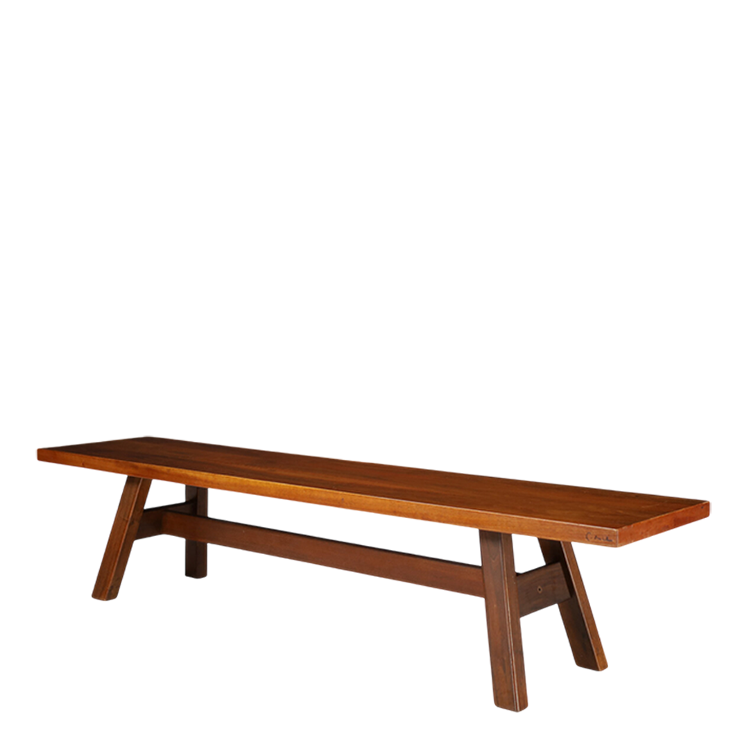 1960s Giovanni Michelucci : solid walnut 73" "Torbecchia" bench for Poltranova