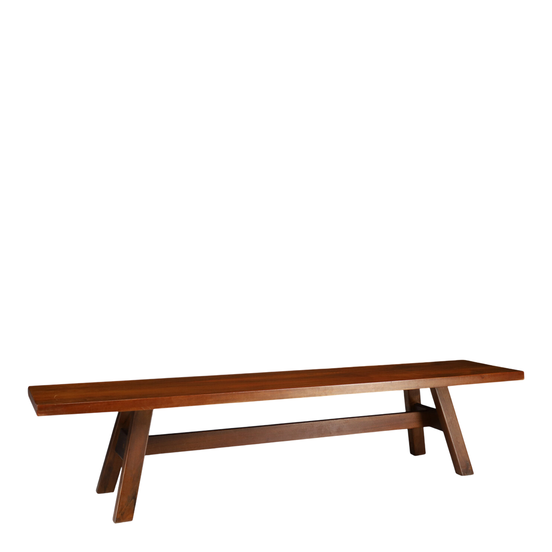 1960s Giovanni Michelucci : solid walnut 73" "Torbecchia" bench for Poltranova