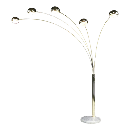 1980s German : arching brass five shade floor lamp