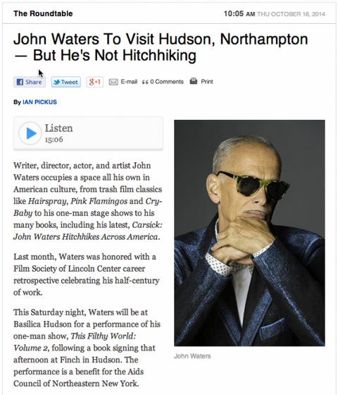 WAMC Interview With John Waters