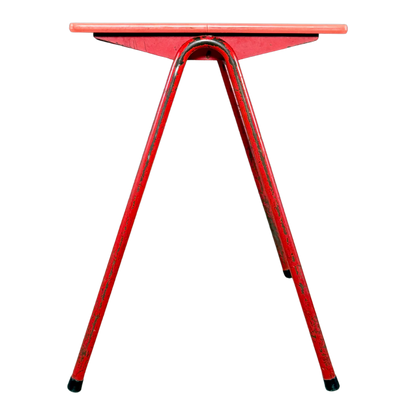 1950s French : pair small formica and lacquered steel school tables