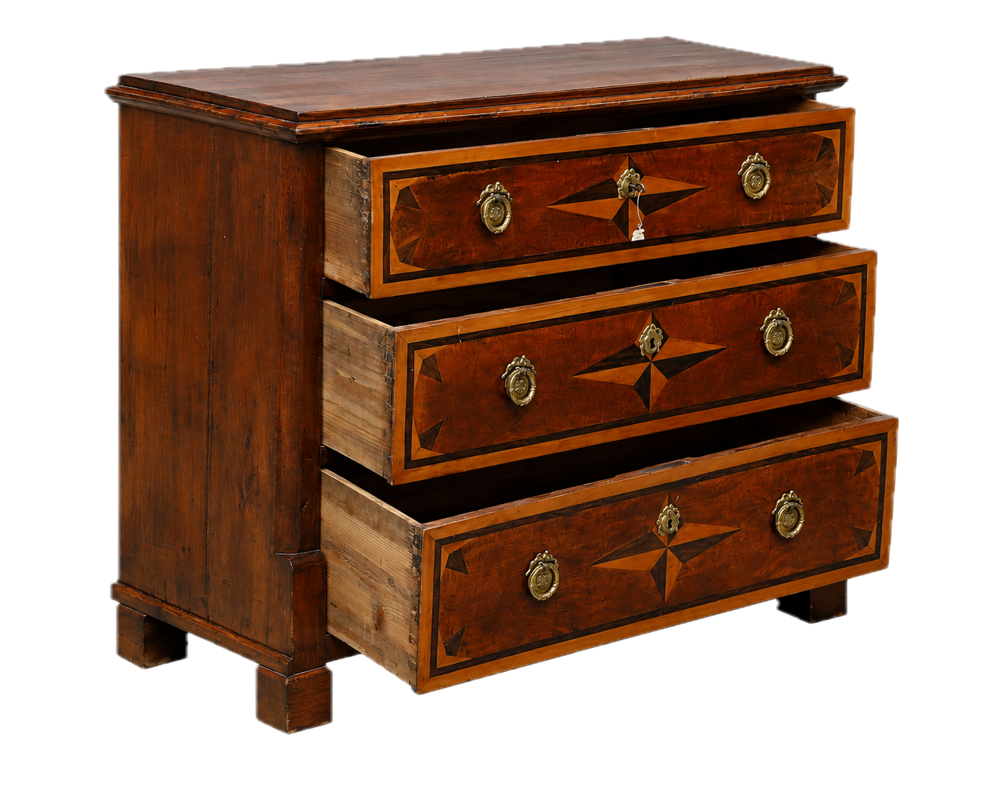 1815 Swedish : late Gustavian chest of drawers w/intarsia and brass