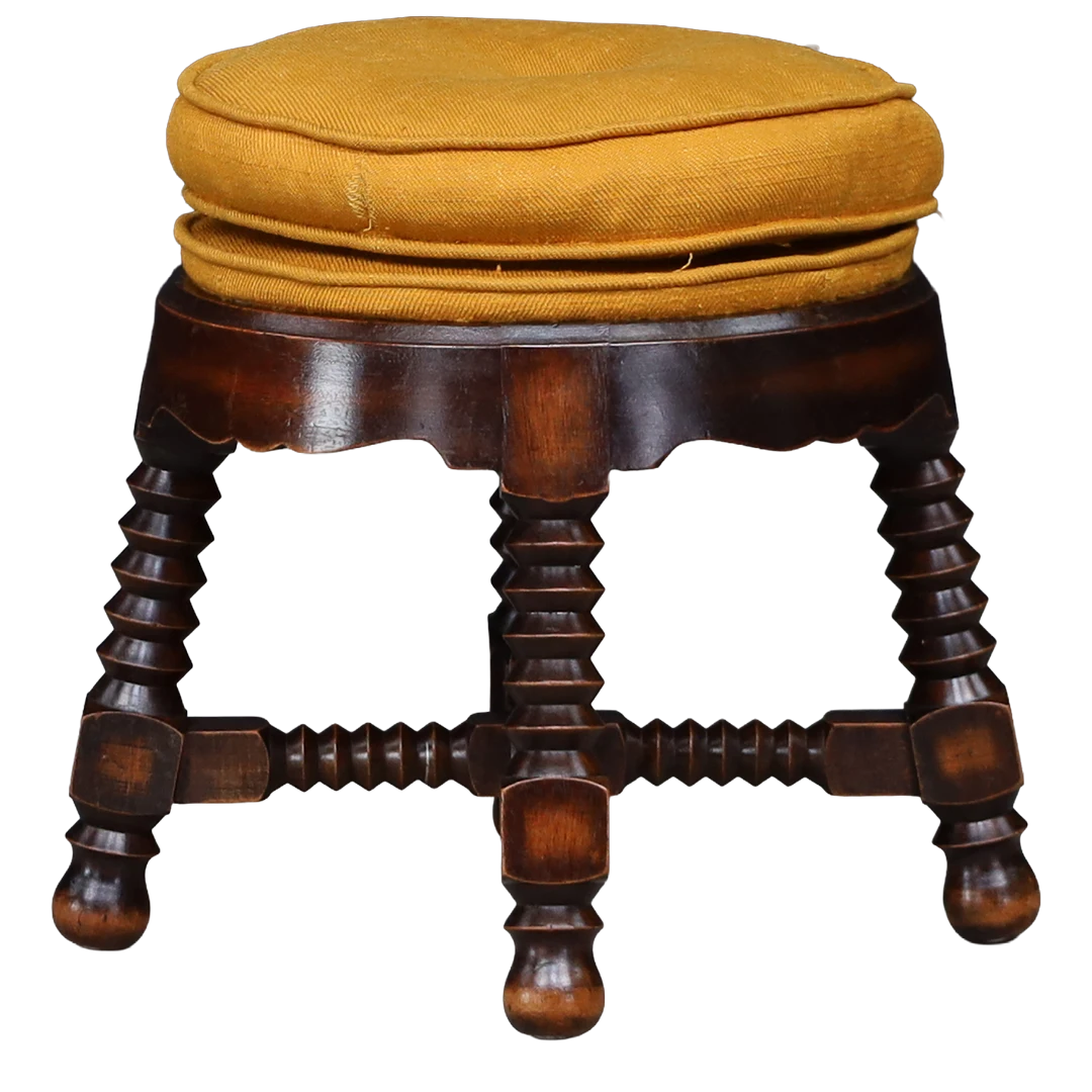 c1940 Charles Dudouyt : rare concentric-ring carved oak 5-piece salon set