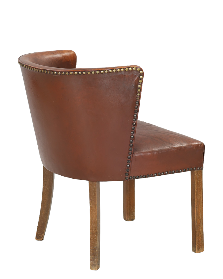 1941 Fritz Hansen : model 1514 leather armchair w/brass tack detail