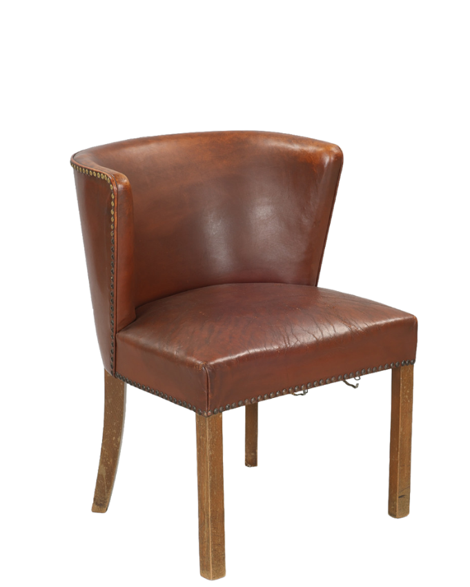 1941 Fritz Hansen : model 1514 leather armchair w/brass tack detail
