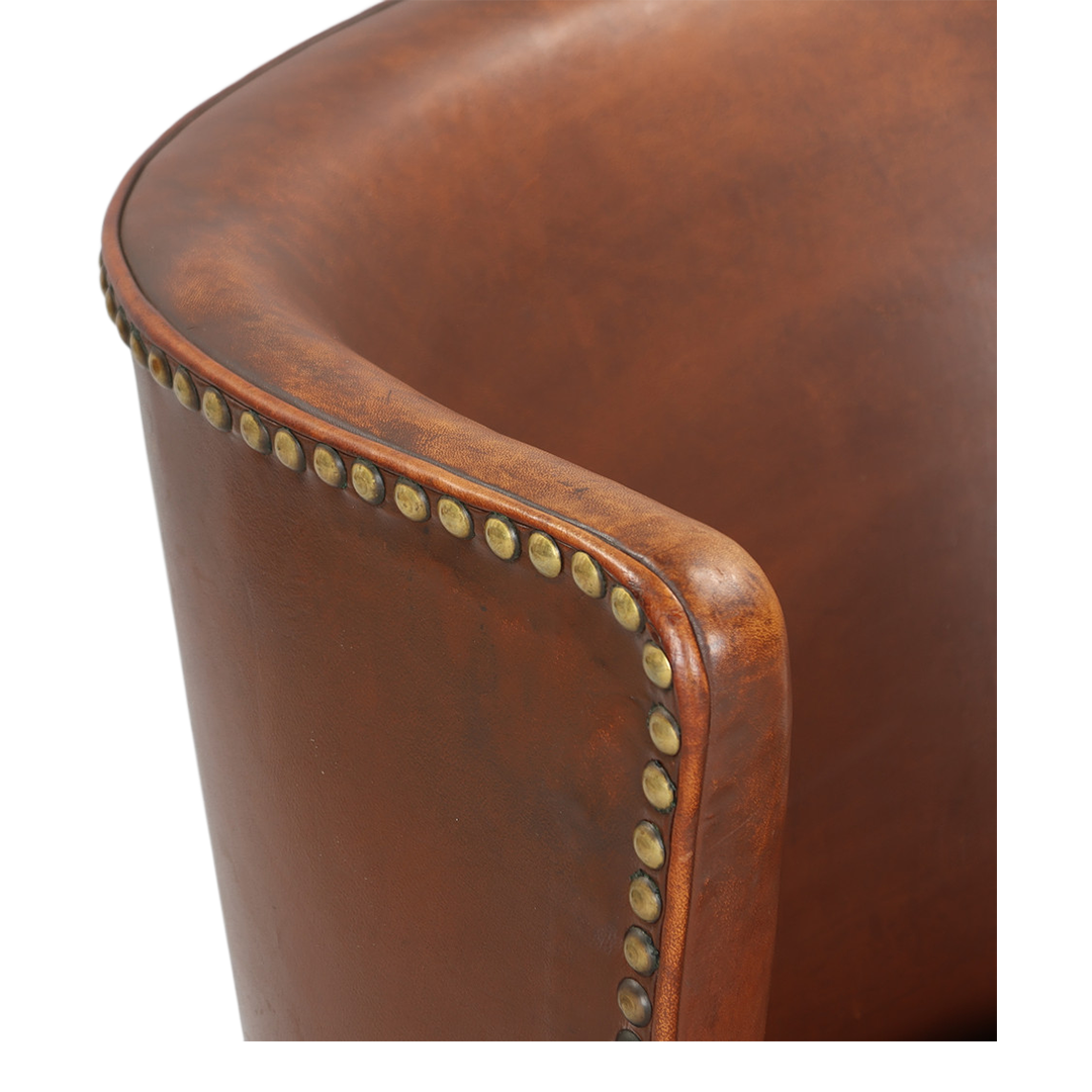 1941 Fritz Hansen : model 1514 leather armchair w/brass tack detail