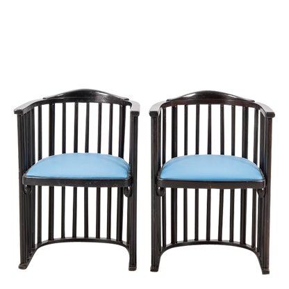 Pair Josef Hoffmann : early 1900s barrel armchairs