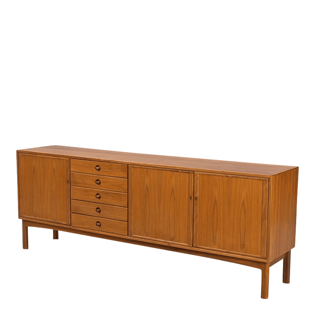 1960s Swedish Modern : 4-part walnut sideboard, Skaraborgs