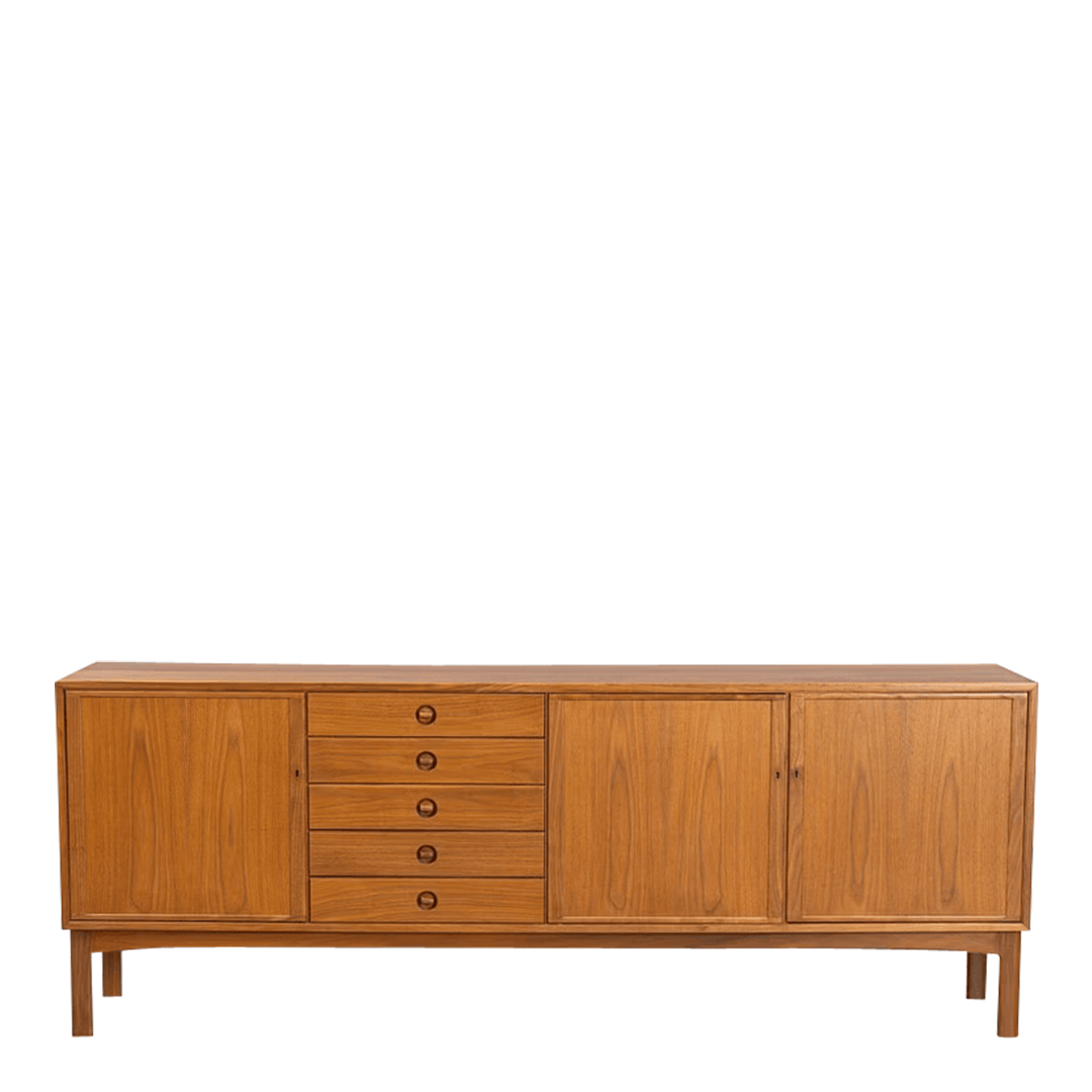 1960s Swedish Modern : 4-part walnut sideboard, Skaraborgs