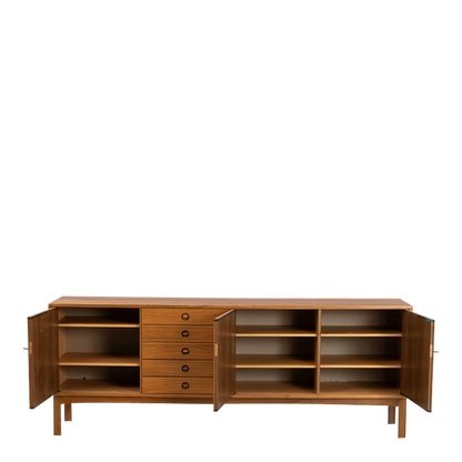 1960s Swedish Modern : 4-part walnut sideboard, Skaraborgs