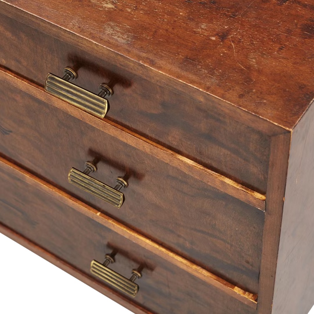 1930s Birchwood Chest : in birch rootwood with painted decor