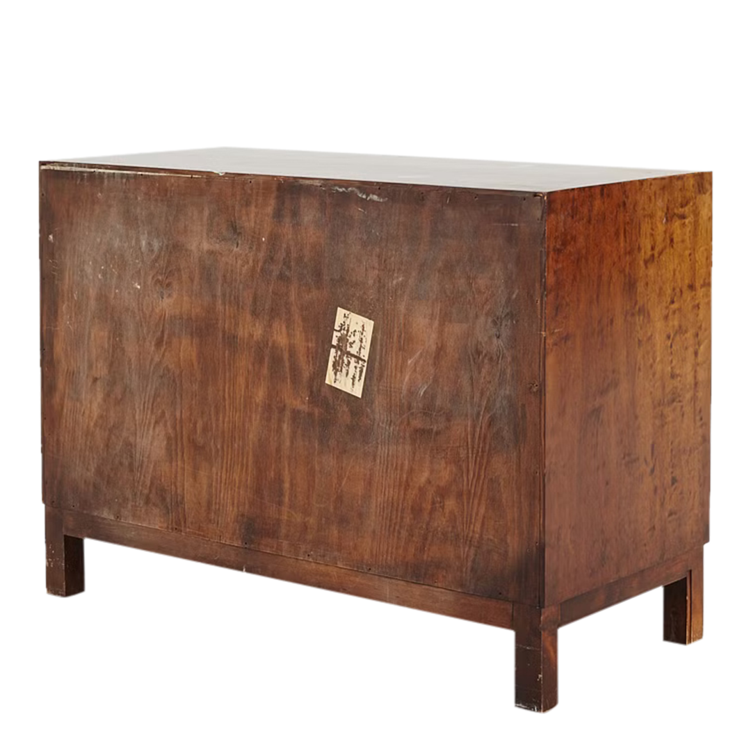 1930s Birchwood Chest : in birch rootwood with painted decor