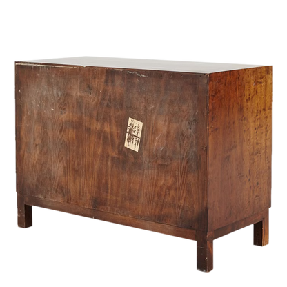 1930s Birchwood Chest : in birch rootwood with painted decor