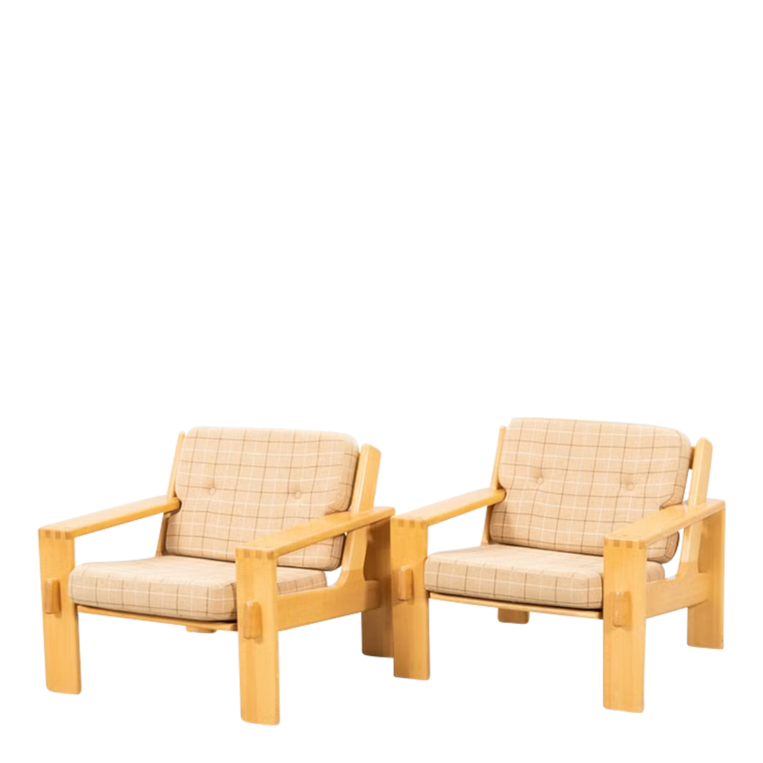 Esko Pajamies : pair 1970s "Bonanza" lounge chairs, Finland