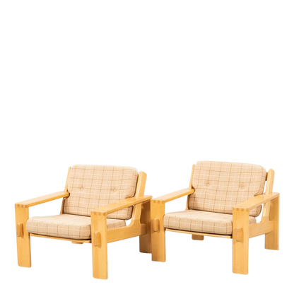 Esko Pajamies : pair 1970s "Bonanza" lounge chairs, Finland