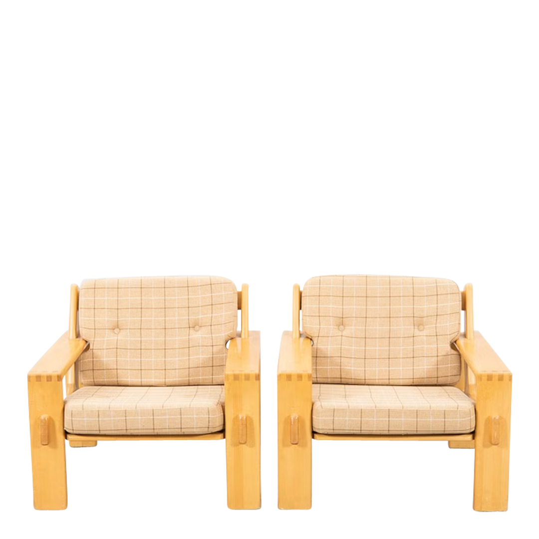 Esko Pajamies : pair 1970s "Bonanza" lounge chairs, Finland