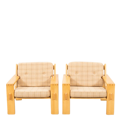 Esko Pajamies : pair 1970s "Bonanza" lounge chairs, Finland