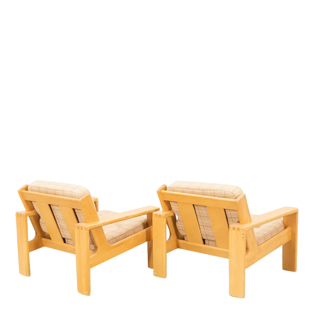 Esko Pajamies : pair 1970s "Bonanza" lounge chairs, Finland