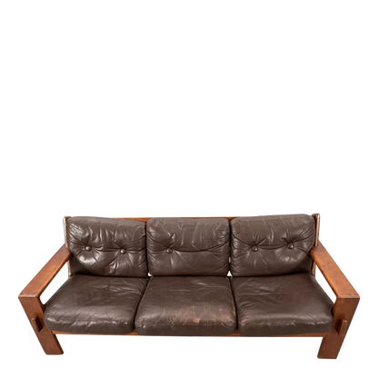 c1980 Esko Pajamies : 3-seater leather "Bonanza" sofa, Finland