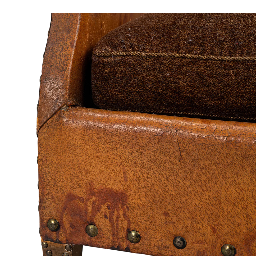 1930s Otto Schulz : pair Art Deco leather armchairs w/bo-point