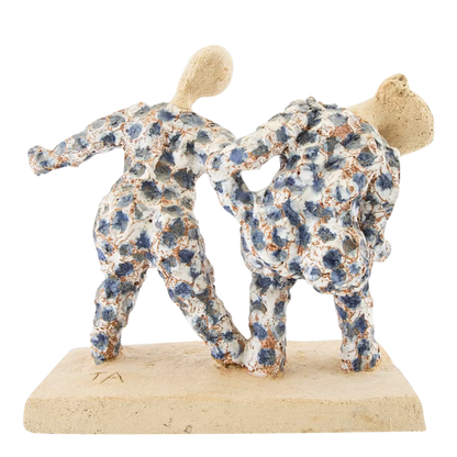 Late 20thc Tommy Assarsson : "two dancers" polychrome earthenware