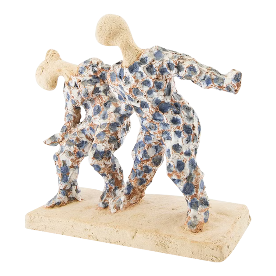 Late 20thc Tommy Assarsson : "two dancers" polychrome earthenware