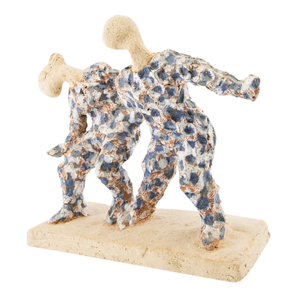 Late 20thc Tommy Assarsson : "two dancers" polychrome earthenware