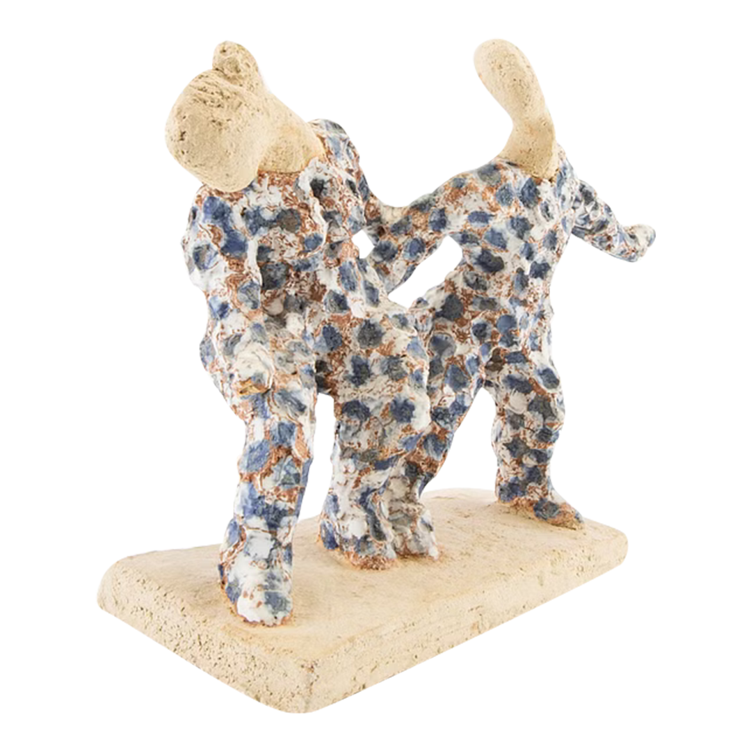 Late 20thc Tommy Assarsson : "two dancers" polychrome earthenware